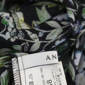 ANAYI ワンピース ひざ丈 ノースリーブ 花柄 38 黒 ブラック