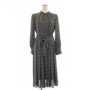 ANAYI 23SS カラージオメトリックシャツ ワンピース バンドカラー ロング 長袖 ベージュ ブラック