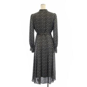 ANAYI 23SS カラージオメトリックシャツ ワンピース バンドカラー ロング 長袖 ベージュ ブラック