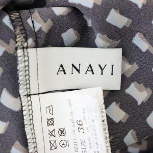 ANAYI 23SS カラージオメトリックシャツ ワンピース バンドカラー ロング 長袖 ベージュ ブラック