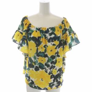 Grace Class 22SS セットアップ 上下 ボタニカルドレープトップ カットソー 半袖 フレアパンツ イージー 花柄 36 白 黄色 緑