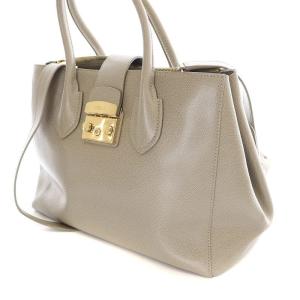FURLA メトロポリス 2WAYバッグ ハンドバッグ ショルダーバッグ レザー グレー