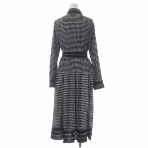 Diagram GRACE CONTINENTAL 22AW ハウンドトゥースプリントワンピース シャツドレス ロング 長袖 36 黒 白 ブラック ホワイト