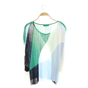 Emilio Pucci ニット カットソー フレンチスリーブ XS 緑 黒 白