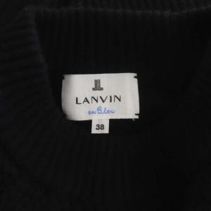 LANVIN en Bleu ケーブルパフスリーブニット セーター 長袖 ラグランスリーブ 38 黒 ブラック
