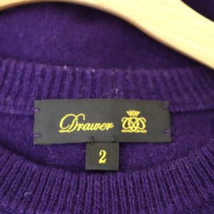 Drawer カシミヤ クルーネックニット セーター 長袖 2 ダークパープル