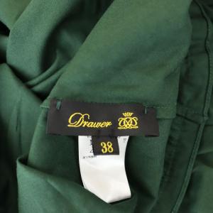 Drawer ヘムフリルブラウス プルオーバー バックVネック 長袖 38 緑 グリーン