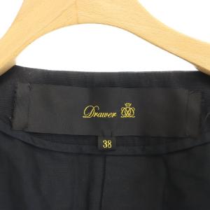 Drawer ノーカラージャケット 薄手 コットン 38 黒 ブラック