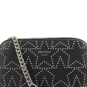 JIMMY CHOO グラフィックスター チェーン ショルダーバッグ レザー ロゴ ブラック