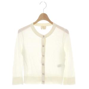 カーディガン ビジューボタン 九分袖 XS オフホワイト
