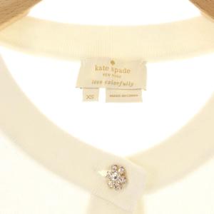 kate spade new york カーディガン ビジューボタン 九分袖 XS オフホワイト