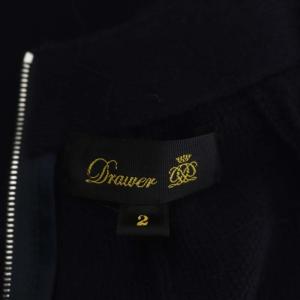 Drawer ミラノフリンジワンピース ひざ丈 長袖 2 紺 ネイビー
