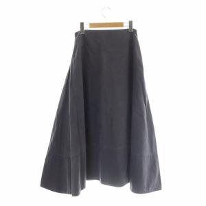 MADISONBLUE MI-MOLLET FLARE BACK SATIN SKIRT ロング コットン 1 グレー