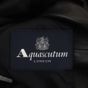 Aquascutum ラムレザー ジャケット ライダース アウター 総裏地 ベルト付き 黒 ブラック