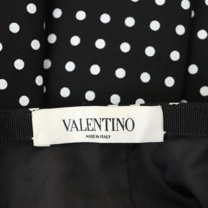 VALENTINO ドット ティアード ミニスカート シルク混 36 ブラック ホワイト