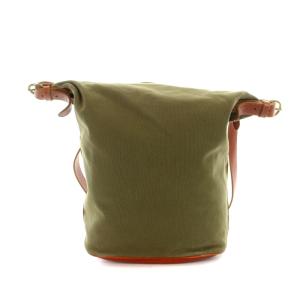 IL BISONTE ショルダーバッグ キャンバス レザー カーキ 茶 ブラウン
