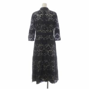 Diagram GRACE CONTINENTAL ハイネックレースワンピース ロング ミモレ丈 七分袖 36 黒 ブラック