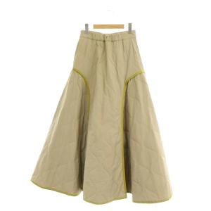 UN3D. 21AW QUILTING VOLUME SK スカート ロング マキシ丈 フレア キルティング 中綿 38 ベージュ