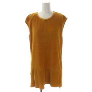 UN3D. クリスタルプリーツセットアップ チュニック ノースリーブ パンツ イージー 黄色 イエロー