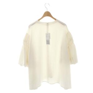 LANVIN en Bleu バルーンスリーブブラウス プルオーバー 七分袖 38 オフホワイト