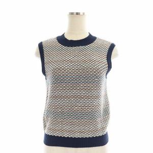 GRACE CONTINENTAL セットアップ 上下 スレッドボーダニットトップ セーター ノースリーブ スカート ひざ丈 アシンメトリー 36 マルチカラー