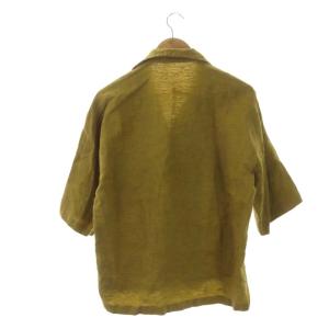 SUNSEA オープンカラーシャツ 五分袖 リネン 3 イエローミックス