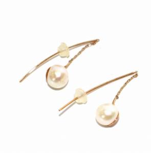 agete ピアス ドロップ パール K10 YG イエローゴールド アクセサリー ジュエリー