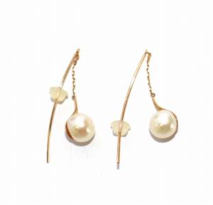 agete ピアス ドロップ パール K10 YG イエローゴールド アクセサリー ジュエリー