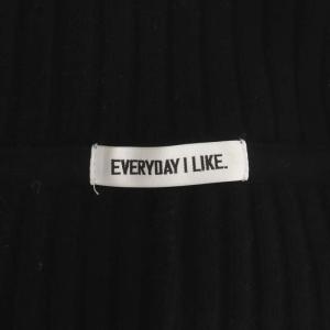 EVERYDAY I LIKE Oversized rib タートルネックプルオーバー ニット セーター チュニック丈 長袖 ワイド 黒 ブラック