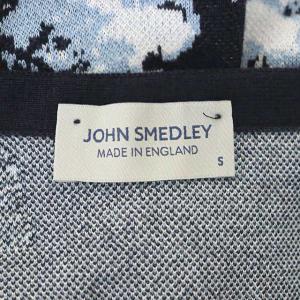 JOHN SMEDLEY コットン マグノリア ジャガード ノースリーブワンピース ロング マキシ Vネック S 紺 白 ネイビー ホワイト
