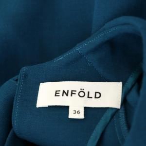 ENFOLD ウールダブルクロスタックボリュームプルオーバー カットソー 長袖 36 青緑 ブルーグリーン
