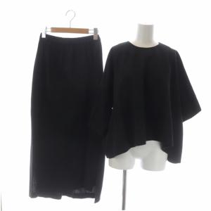 セパレートドレス セットアップ カットソー 七分袖 Aラインスカート ロング マキシ 38 チャコールグレー