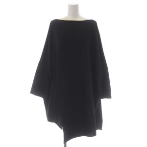 スリットデザイン アシンメトリープルオーバー カットソー 長袖 36 黒 ブラック