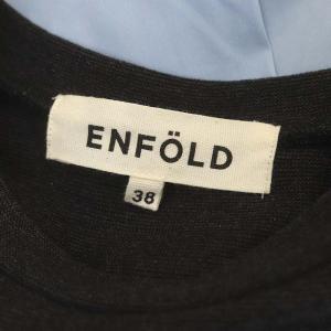 ENFOLD ドッキング トップス カットソー フレンチスリーブ コットン 38 ダークグレー 水色 ライトブルー