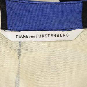 DIANE von FURSTENBERG ワンピース ノースリーブ 膝丈 総柄 シルク 6 アイボリー 黒 青 茶