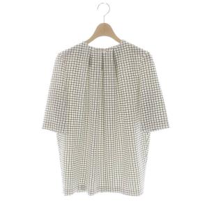ウィンドウペン チェック 半袖 カットソー プルオーバー 38 白 黒 ホワイト ブラック