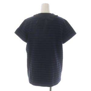 sacai パール ビジュー ボーダー 半袖 カットソー プルオーバー 3 紺 黒 ネイビー ブラック