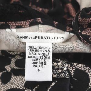 DIANE von FURSTENBERG レース 花柄 ノースリーブ ラップワンピース ひざ丈 6 ピンク 黒 ブラック