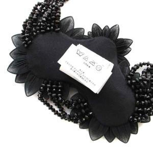 ARMANI COLLEZIONI ネックレス ペンダント ビーズ 花 フラワー ビジュー リボン 絹 シルク 黒 ブラック