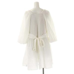 Diagram GRACE CONTINENTAL 23SS シアーコンビニットワンピース チュニック ミニ 七分袖 バルーンスリーブ 切替 36 白 ホワイト