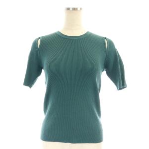 23SS ハイゲージリブニットトップ カットソー 半袖 36 緑 グリーン