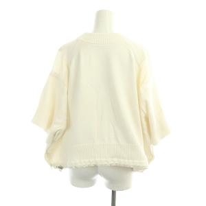 sacai 22SS Satin × Knit Pullover ニット セーター 半袖 プルオーバー 2 M  白 ホワイト