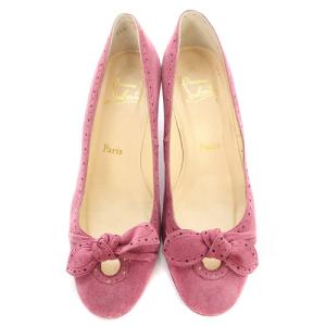 Christian Louboutin リボン パンプス ピンヒール スエード 38 25cm 紫 パープル