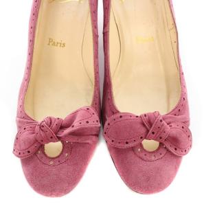 Christian Louboutin リボン パンプス ピンヒール スエード 38 25cm 紫 パープル