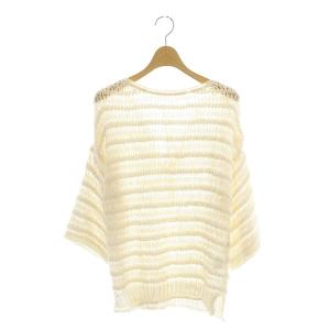 テープヤーンニットトップ カットソー 七分袖 36 アイボリー