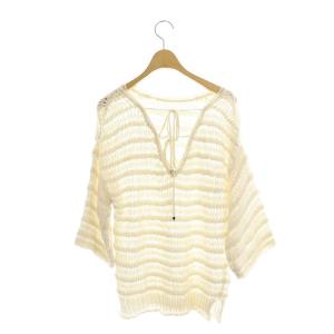 GRACE CONTINENTAL テープヤーンニットトップ カットソー 七分袖 36 アイボリー