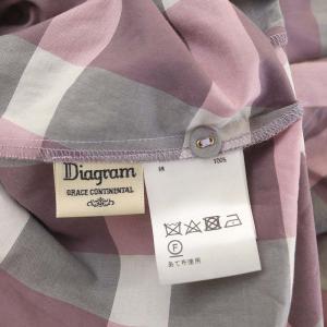 Diagram GRACE CONTINENTAL チェックラップワンピース ロング 長袖 ベルト付き 36 ピンク 白 グレー
