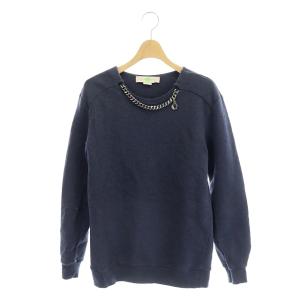 チェーン付き スウェット トレーナー 長袖 プルオーバー40 紺 ネイビー