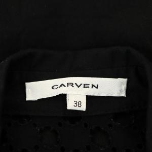 CARVEN カットワーク ノースリーブ ブラウス シャツ レース スナップボタン 前開き 38 黒 ブラック