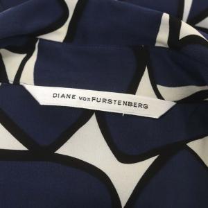 DIANE von FURSTENBERG PARR 総柄 シルク ラップワンピース 膝丈 半袖 2 紺 白 黒